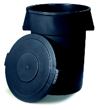 CAN TRASH PLASTIC 20GAL GRY ROUND BRONCO - Trash Cans: Plastic